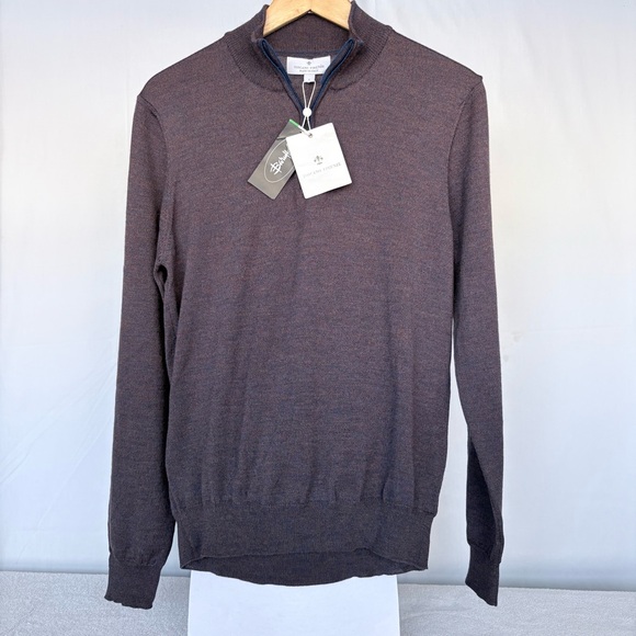 NWT Toscano Firenze Men's Pullover 100% Merino Wool Brown Casual Sweater Sz S - Picture 3 of 5